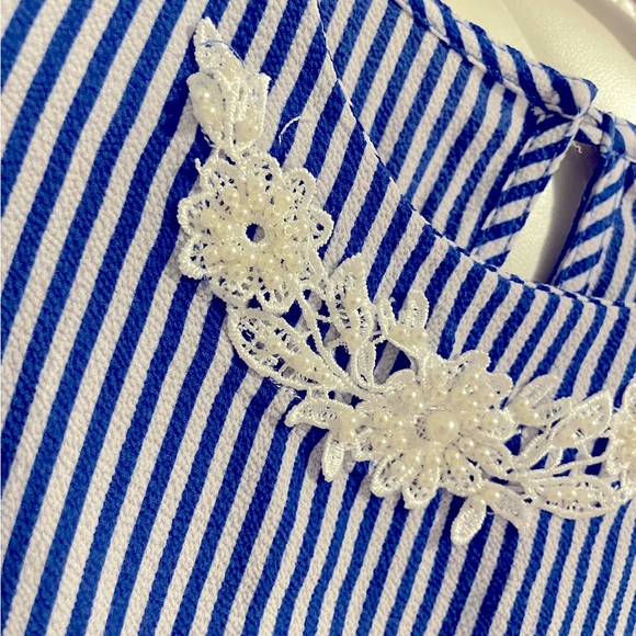 Monteau Girl Striped Crepe Bell Sleeve Blouse - Picture 6 of 9